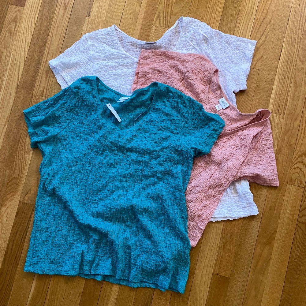 Jaclyn Smith set of 3.  White EUC; teal & peach-pink NWT. Womens plus 1x